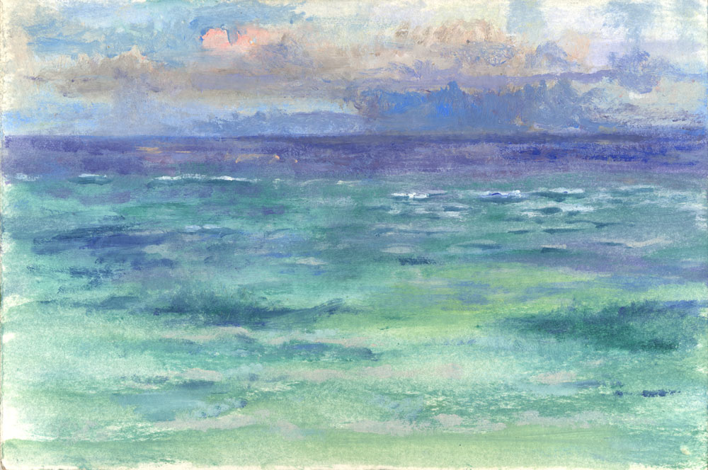 Puerto Rico painting, clouds and sea