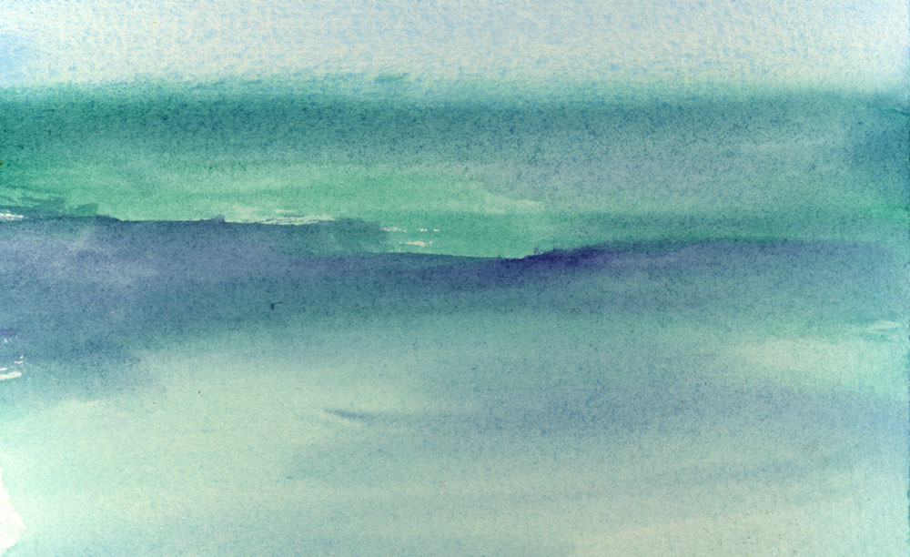 Quiet ocean wave watercolor