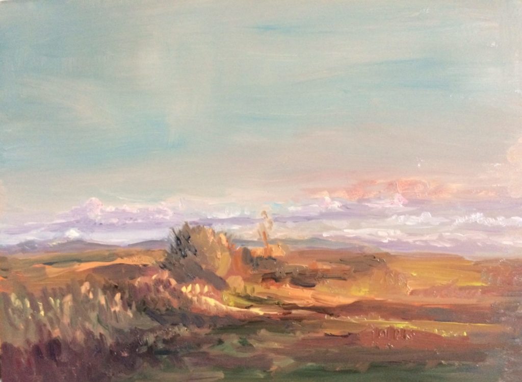 Farnese, Italy, Sunrise last day, oil on board