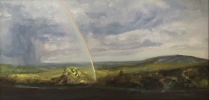 Jill Harrington Nichols, Olana, Storm Clearing, oil on aluminum, 10" x 20"