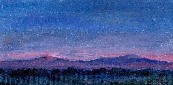 Dawn from the studio in Farnese, Italy, oil painting