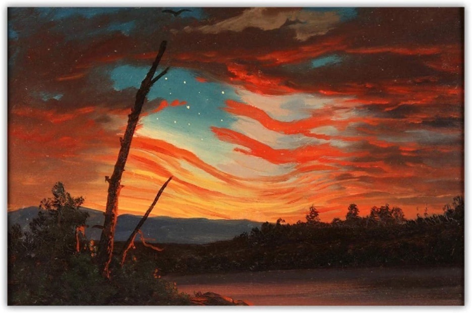 Our Banner in The Sky, Frederic Edwin Church, 7.5” x 11.25”, oil on paper, 1861
Featuring the Stars and Stripes of the Union Flag and the Northern Star