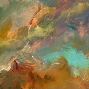 Abstract with teal and peach