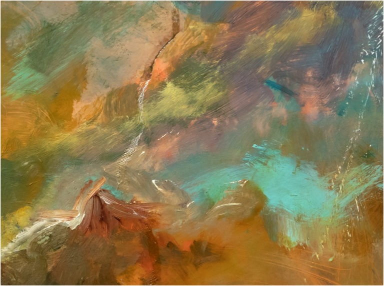 Abstract with teal and peach