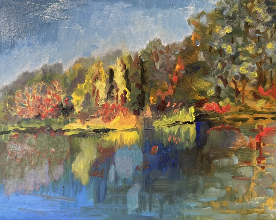 Easton Reservoir Oil Painting with bright colors